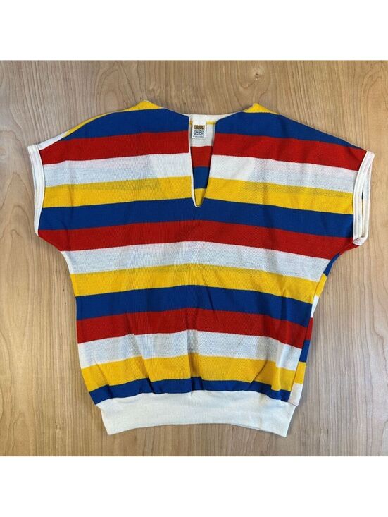 Tops - Vintage 60s Mister Marty of California knit blouse striped small slit neckline